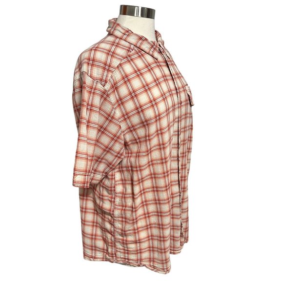 North Face Mens XL Red Plaid Check 100% Cotton Short Sleeve Button Up Shirt - Picture 3 of 12